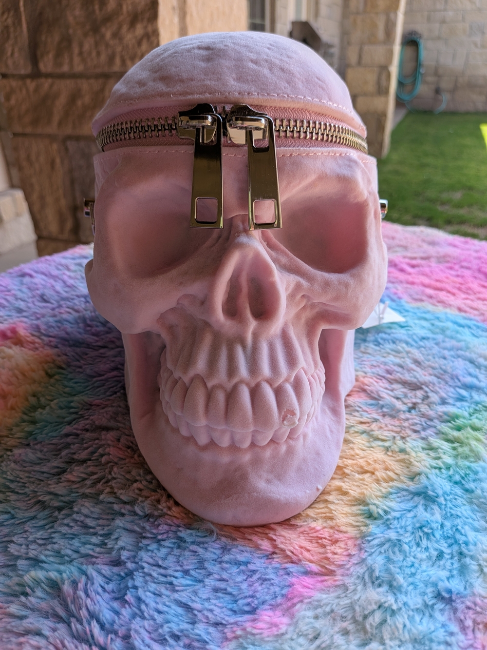 NWT**Killstar Pastel Pink Velvet Skull Crossbody Bag Labeled A